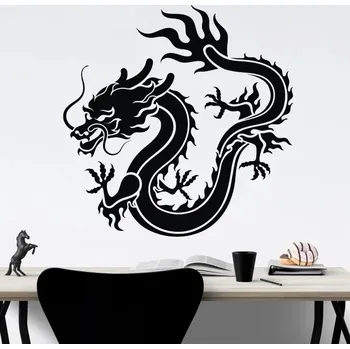 Samolepící dekorace Čínský drak - vinylová samolepka na zeď 80x79cm