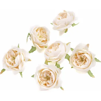 umělá květina DP Craft Květiny látkové kamélie krémové 5cm 6ks