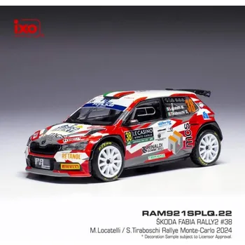 autíčko Model IXO Škoda Fabia Rally2 2024 N.38 M. Locatelli - Rally Monte Carlo 1:43