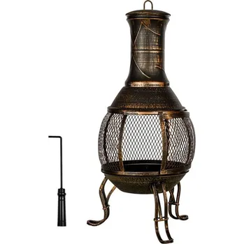 Zahradní krb Kovový venkovní krb v bronzovém vzhledu na terasu / pod pergolu, 89 cm