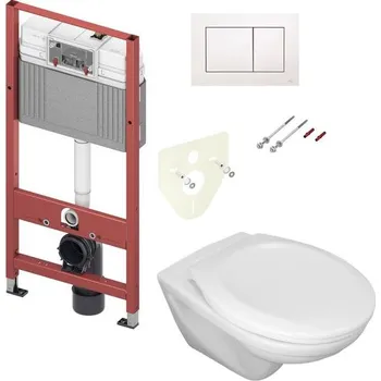 WC sada Tece Set modulu do sádrokartonu, WC EBS Diana New, sedátka a tlačítka, bílá