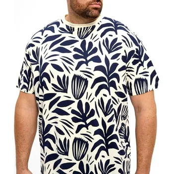 Pánské tričko 51324 NORTH bílé s tmavě modrým potiskem krátký rukáv 5XL - 8XL NORTH - 8XL