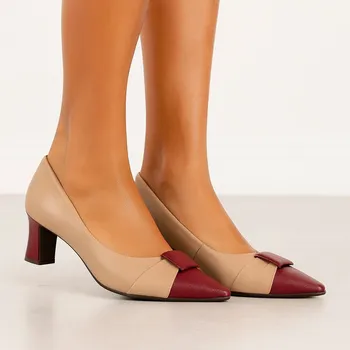 Dámské sandále Dámské béžovo-vínové lodičky s kontrastní špičkou Piccadilly Velikost: 41