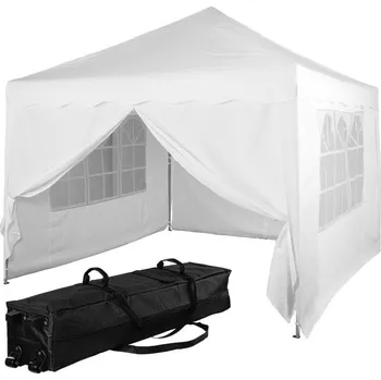 Zahradní stan Elegantní bílý zahradní stan 3x3 m včetně 4 bočních stěn, skládací nůžkový rám