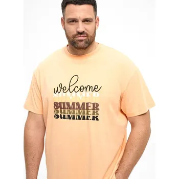 Pánské tričko 51331 NORTH oranžové s potiskem krátký rukáv 4XL - 8XL NORTH 56°4 - 5XL