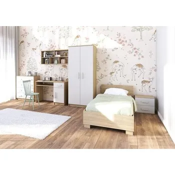 Dětský pokoj Dětský pokoj SMYK III. ARIELA v dubu sonoma-bílá, sestava F, barevné úchytky