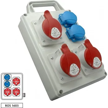 Rozvaděč Zásuvková rozvodnice ROS 1603 3x1653+2x230V s držákem, IP44 (SEZ ROS 1603 D)