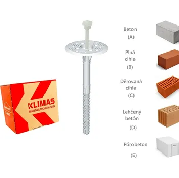 Hmoždinka KLIMAS Wkret-met LTX-10 Talířová hmoždinka s plastovým trnem a zkrácenou expanzní zónou Ø10 mm 90 mm - 200 ks