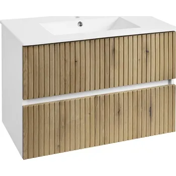 Koupelnový nábytek PANEDA STRIP umyvadlová skříňka 79,5x55x45,2cm, dub emporio