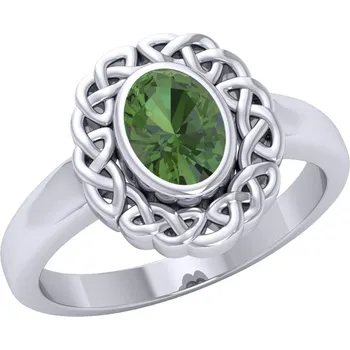 Prsten Keltské dědictví – stříbrný prsten s broušeným vltavínem - 8 (EU: 57-58)