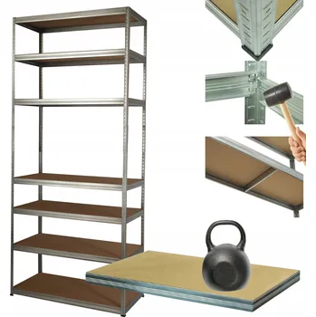 Dílenský regál Kovový pozinkovaný regál do skladu HELIOS 270x75x30cm 7 polic x 175kg, vysoký