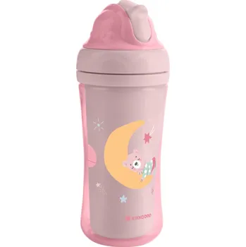 KikkaBoo Hrnek se silikonovým brčkem 220ml 8m+ Moony me Pink