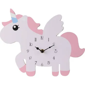 Home Styling Collection Nástěnné hodiny Jednorožec, MDF, 30 x 24 cm, růžové