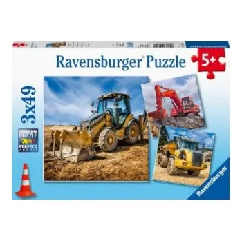 Puzzle Ravensburger Kinderpuzzle - 05032 Baufahrzeuge im Einsatz - Puzzle für Kinder ab 5 Jahren, mit 3x49 Teilen (Hra)