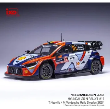 autíčko Model IXO Hyundai I20 N WRC Rally Sweden 2024 T. Neuville 1:18