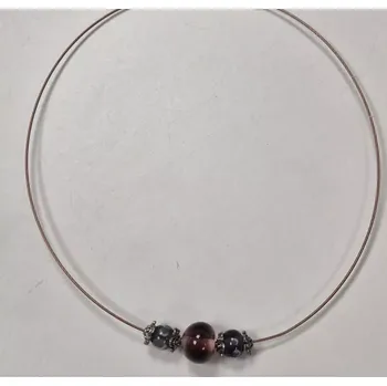 Náhrdelník Náhrdelník na lanku s vinutkami - fialová tmavá