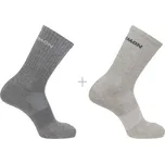 Salomon Evasion Crew 2-pack Light Grey/ Heather Med. unisex ponožky, 2 páry 36-38