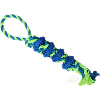 Hračka pro psa UNIQ PETS dentální disky s vůní máty na laně se smyčkou modré 45cm