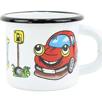 BELIS Smaltovaný hrnek ø 7 cm - 0.25 l bílý "auto"