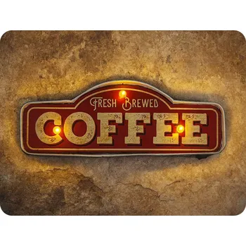 Plechová cedule Forever Light LED retro kovová cedule Fresh Brewed Coffee [RTV100462]
