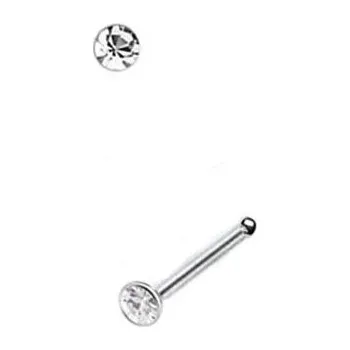 Náušnice Přívěskynakrk.cz Stříbrný piercing do nosu ROVNÝ KONEC malý čirý kamínek