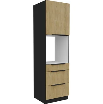 Kuchyňská skříňka Potravinová skříň 60 DPS 210 3S 1F Premium Box, v provedení dub Cremona/černá