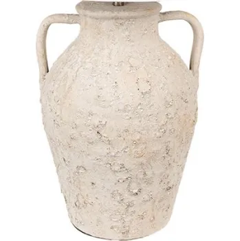 Dekorativní svítidlo Béžová terakotová stolní lampa ve tvaru džbánu a bílým stínidlem Pleun – 40x65 cm + doprava zdarma