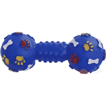 Hračka pro psa UNIQ PETS vinylová pískací činka s tlapkami modrá 19cm