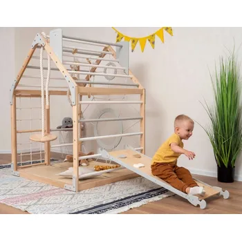 Dětský domeček Montessori Furniture Montessori dětský domeček Home color se skluzavkou,rampou a doplňky