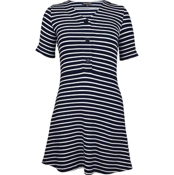 Dámské šaty MARINE - Dámské šaty z žebrované bavlny, Navy Comb M