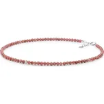 ANNA PERLY Moderní náhrdelník z kuliček rhodonitu se stříbrným variabilním zapínáním