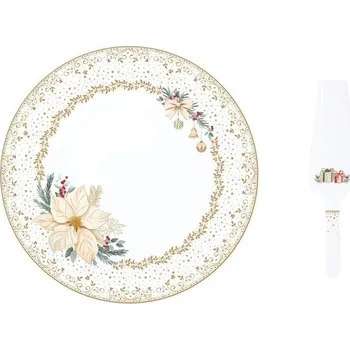 Vánoční servírovací podnos na dort s lopatkou White Elegance 32cm, Easy Life