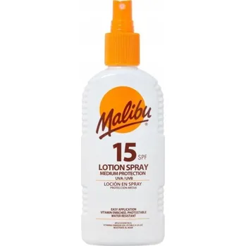 Přípravek na opalování Malibu Opalovací mléko ve spreji, voděodolné, OF15 200 Ml 2317
