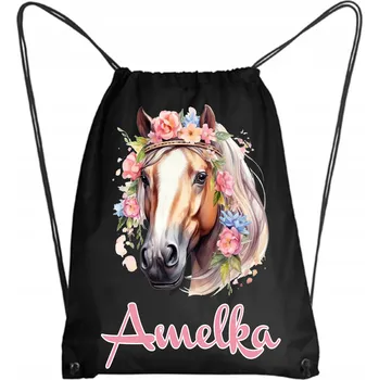 Školní batoh Školní Vak na Boty Batoh na Tělocvik do Školky s Koněm Kůň + JMÉNO 8