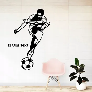 Samolepící dekorace Fotbalista s vaším textem - vinylová samolepka na zeď 166x100cm