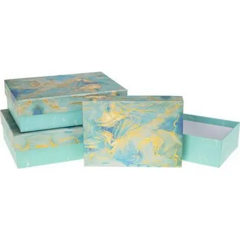 Dárkové krabičky LUX – sada 3 ks – mramorově tyrkysové