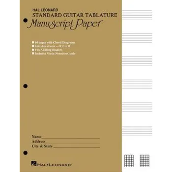Standard Guitar Tablature Manuscript Paper (Mendelssohn Felix,Hal Leonard Publishing Corporation)(Brožovaná)