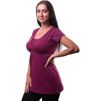 Těhotenská a kojicí tunika Anička, krátký rukáv, cyklámen S/M