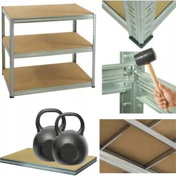 Dílenský regál Kovový regál do skladu a dílny pozink HELIOS 90x75x40 cm, 3 police, nosnost 275 kg