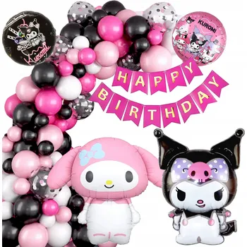 Balónek Balónková Girlanda KUROMI k narozeninám VELKÁ SADA BALÓNKŮ NAROZENINOVÉ BALÓNKY