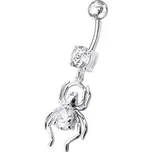 Stříbrný piercing do pupíku - pavouček (čirá)