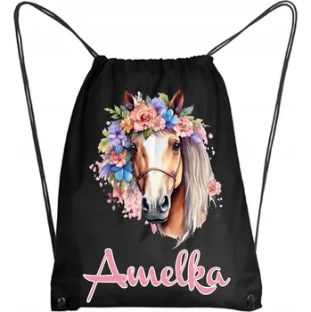 Školní batoh Školní Vak na Boty Batoh na Tělocvik do Školky s Koněm Kůň + JMÉNO 6