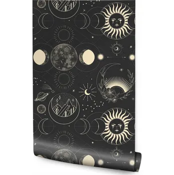 Fototapeta Tapeta do obýváku Fáze MĚSÍCE Květiny Slunce Boho