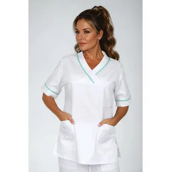 Zdravotnický oděv 2P SERVIS Halena dámská Julia-B Bílá/Mentol 4XL