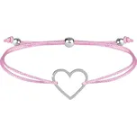 Troli Šňůrkový náramek se srdíčkem růžová/ocelová + 2 měsíce na vrácení zboží
