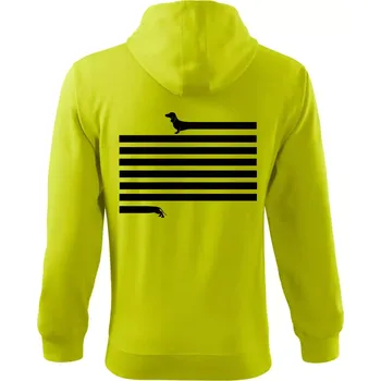 Pánská mikina Jezevčík dlouhý - Mikina s kapucí na zip trendy zipper - 3XL ( Limetková )