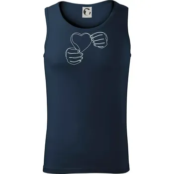 Ruka držící srdce jedním tahem - Tílko pánské Core - S ( Námořní modrá (téměř černá) )