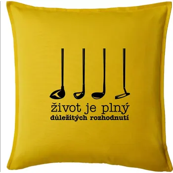 Polštář Golf - důležitá rozhodnutí - Polštář 50x50 - 50x50 - Pouze potah ( Žlutá )