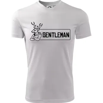 Jelen gentleman - Dětské triko sportovní (dresovina) - 134 cm/8 let ( Bílá )