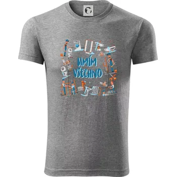 Instalatér umím všechno - Viper FIT - Pánské zůžené tričko - XL ( Tmavě šedý melír )